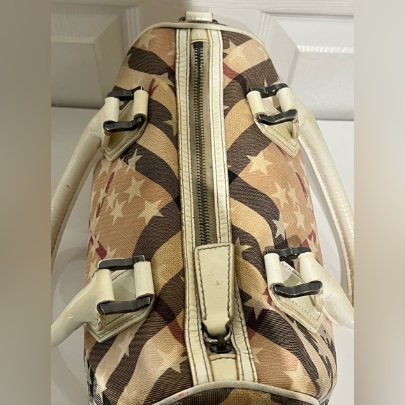 Burberry White Supernova Check Stars Satchel - Picture 5 of 16